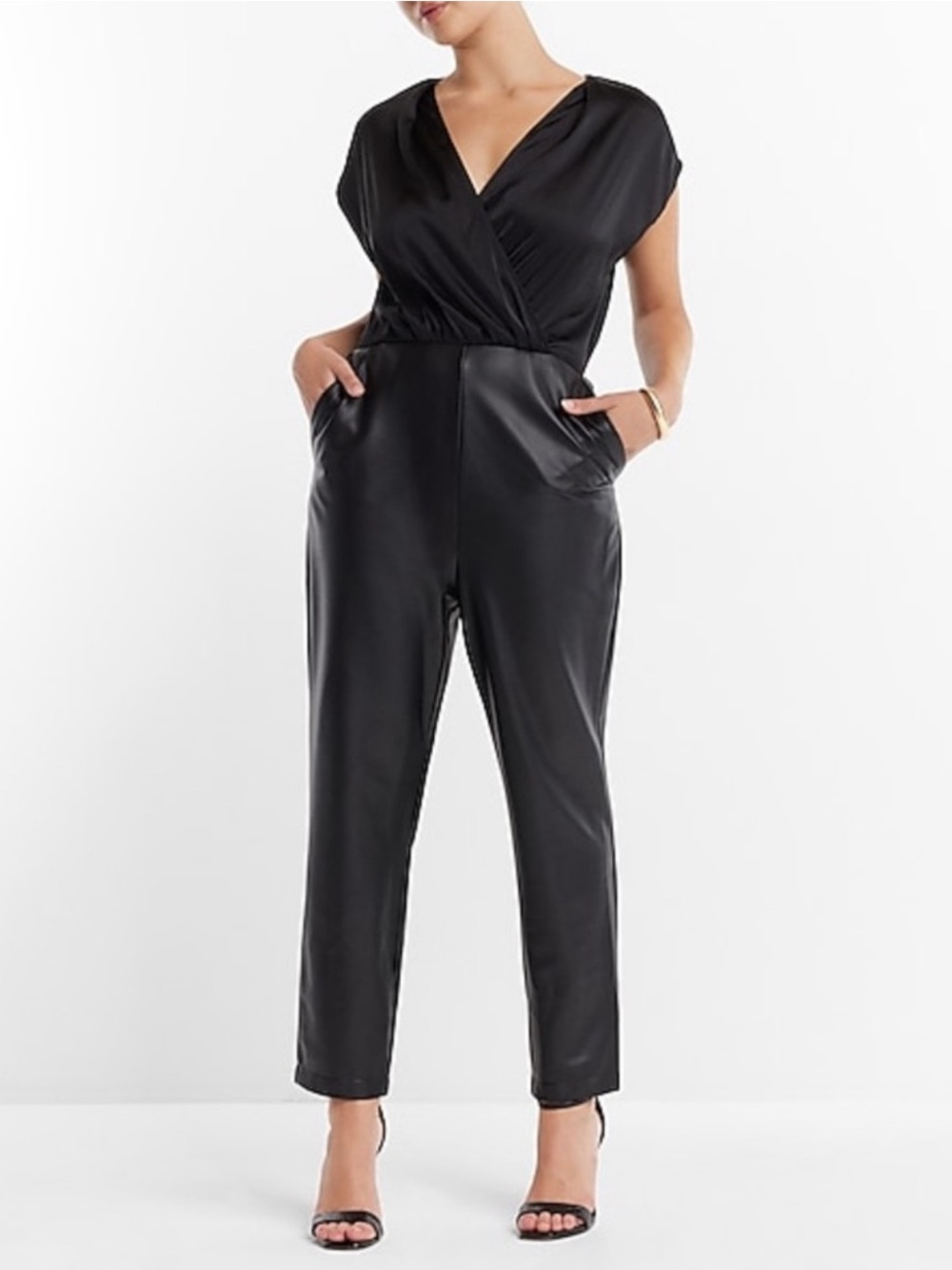 Express Black Satin-Top Jumpsuit